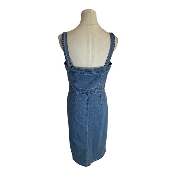 Denim Button Down Blue Jeans Midi Dress Vintage Vibes Stretchy Size M‎ Pockets - Picture 3 of 7